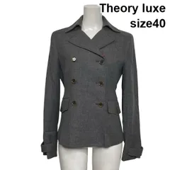 ◆ セオリーリュクス Theory luxe テーラードジャケット ブレザー 長袖 ダブルブレスト グレー 毛混 ウール混 40 L 11号 レディース S6I416のサムネイル