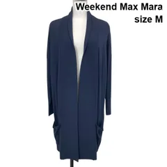 ◆ ウイークエンドマックスマーラ Weekend Max Mara ロングカーディガン 長袖 ショールカラー ボタンレス 紺 M 9号 レディース S6I434のサムネイル