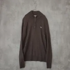 Abercrombie&Fitch アバクロンビーアンドフィッチ ハーフジップセーター サイズS ブラウン系 古着 メンズ 伸縮ありのサムネイル