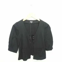 ハリス HARRISS ジャケット ノーカラー 薄手 無地 シンプル 五分袖 36 黒 ブラック /TT12のサムネイル