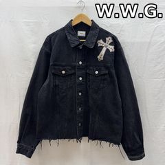フーズフーギャラリー W.W.G. ブラック デニム トラッカー ジャケット 裾カットオフ クロス レディース FREE ISItems【USED】【古着】【中古】50164404