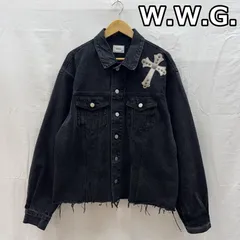 フーズフーギャラリー W.W.G. ブラック デニム トラッカー ジャケット 裾カットオフ クロス レディース FREE ISItems【USED】【古着】【中古】50164404のサムネイル