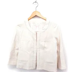 ウィルセレクション WILLSELECTION ノーカラー ジャケット アウター 七分袖 綿混 1 アイボリー 白 /FT29のサムネイル
