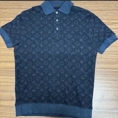 (b4669)【ルイヴィトン】Louis Vuitton　モノグラム ポロシャツ トップス RM182M ネイビー XS メンズ ウール CA36929 HFY17W ツイードのサムネイル