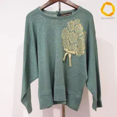 #anc サイトウトヨコ 斉藤都世子 ニット・セーター 緑系 ニット 花柄 リボン ラインストーン ラメ 美品 レディース [1024650]のサムネイル