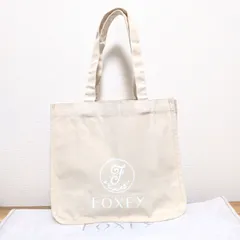 Foxey フォクシー ロゴプリント キャンバス トート バッグ ノベルティ レディース ライトベージュ 美品のサムネイル