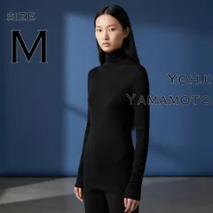 【名作】Yohji Yamamoto ヨウジヤマモト ウール ハイネック ロングカットソー M相当 黒 ブラック アーカイブ 【古着】【中古】【送料無料】のサムネイル