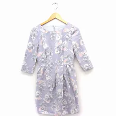 デビュー ド フィオレ Debut de Fiore ワンピース 花柄 ベロア 丸首 七分袖 ひざ丈 36 ライトパープル /FT23のサムネイル