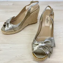 VALENTINO GARAVANI サンダル 35 (22.5cm相当) ゴールド系 リボン ウェッジソール エスパドリーユ ヴァレンティノガラヴァーニ[OM03652]のサムネイル