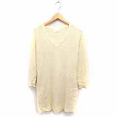 ルージュヴィフ Rouge vif ニット ワンピース ひざ丈 Vネック 長袖 柄編み アイボリー 白 /FT4のサムネイル