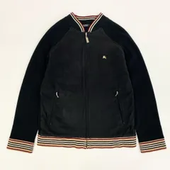 85k4 BURBERRY BLACK LABEL バーバリー ブラックレーベル ニット切替 ロゴ刺繍 ジップアップ ブルゾン ジャケット BMT66-516-09 3 Lサイズ相当 ブラック メンズo07tのサムネイル