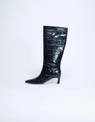 トップショップ レディース シューズ ブーツ・レインブーツ Topshop Tanya point toe knee high boots croc BLACK CROC ブラックのサムネイル