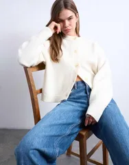 トップショップ レディース アウター カーディガン ウール ニット Topshop knit premium 100 lambswool cardigan IVORY アイボリーのサムネイル