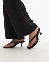 エイソス レディース シューズ サンダル ヒール ASOS DESIGN Havana toe thong kitten heel sandals Black ブラックのサムネイル