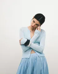 エイソス レディース アウター カーディガン ASOS DESIGN second skin cardigan in light Blue ブルーのサムネイル