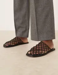 エイソス レディース シューズ サンダル ASOS DESIGN Mercy woven flat mules Black ブラックのサムネイル