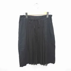 レベッカテイラー rebecca taylor スカート プリーツ ひざ丈 リボン サイドジップ 無地 シンプル 2 黒 ブラック /TT24のサムネイル