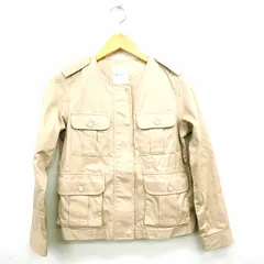ボンメルスリー BON MERCERIE ジャケット アウター ノーカラー 無地 シンプル 丸首 長袖 コットン 綿 38 ベージュ 薄茶 /MT4のサムネイル