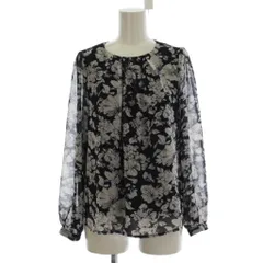 エムケー ミッシェルクラン MK MICHEL KLEIN 花柄シフォンブラウス シャツ 38 紺色 ネイビー 長袖 ラウンドネック /LPのサムネイル