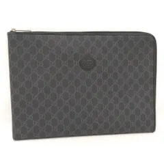 GUCCI GGスプリーム クラッチバッグ セカンドバッグ グレー系 PVC レザー 792117のサムネイル