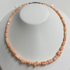 サンゴネックレス 本珊瑚 コーラルサンゴ 桃珊瑚 小玉 シルバー 高知産 