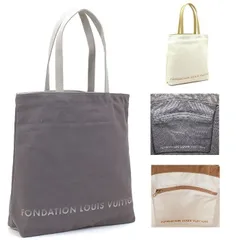 【訳あり】【内ポケット付き】FONDATION LOUIS VUITTON フォンダシオン ルイヴィトン 限定 トートバッグ エコバッグ ホワイト　グレー　選べる2色 メンズ レディース ユニセックス【新品・本物】【売れ筋】のサムネイル
