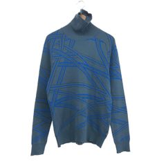VERSACE JEANS COUTURE ヴェルサーチジーンズクチュール タートルネックニット サイズ:XL 総柄/ウール    ブルー メンズ / 240001216910