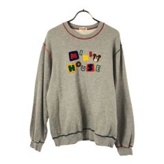 mikihouse ミキハウス 日本製 ワッペン 刺繍 長袖 スウェット トレーナー S グレー メンズ 古着