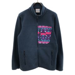 Columbia コロンビア フリースジャケット L ネイビー アウトドア 幾何学柄 レディース 古着