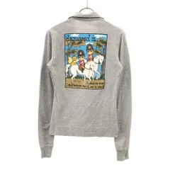 DSQUARED2 ディースクエアード バックプリント 長袖 ポロシャツ M ライトグレー ダメージ加工 メンズ 古着のサムネイル