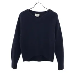 LANVIN en Bleu ランバンオンブルー 長袖 Vネック ニット 38 ネイビー セーター エルボーパッチ レディース 古着のサムネイル