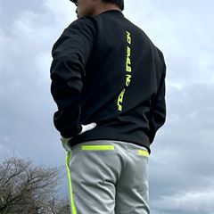 Free Shipping Outlet Photo Sample Item Black/Size L 【COMONGOLF】Ponte Fabric Back Logo Long Sleeve Mock Neck Golf Pullover (CG-LT4019) Men's Golf Wear Golf Long Sleeve High Neck Top Autumn Winter Pasha Sale SS