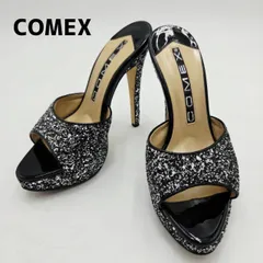 COMEX　コメックス　サンダル　ミュール　ピンヒール　グリッター　厚底　S　シルバー×ブラックのサムネイル