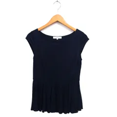 エムズセレクト m’s select ペプラム ブラウス ボートネック シンプル 無地 半袖 36 紺 ネイビー /NT15のサムネイル