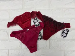 【フォロー特典クーポン配布中】🍑 新品未使用 Tバックショーツ 3枚セット ローズレッド×レッド× ワインレッド Mサイズ レース サテン セクシー レディース 【倉庫B】のサムネイル
