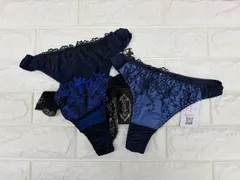 【フォロー特典クーポン配布中】🍑新品未使用 Tバックショーツ 3枚セット ネイビー×ブルー レース セクシー レディース Mサイズ【倉庫B】のサムネイル