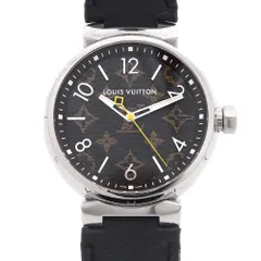 電池交換済 LOUIS VUITTON ルイヴィトン タンブール QA072 100m防水 モノグラム 茶 ブラウン SS ステンレス 純正ベルト 純正尾錠 メンズ クォーツ【6ヶ月保証】【腕時計】【中古】のサムネイル