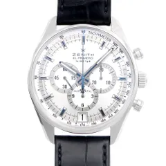 ZENITH ゼニス エルプリメロ 36000VPH 03.2040.400 クロノグラフ デイト 100m防水 裏スケ シルバー SS ステンレス 純正ベルト 純正尾錠 メンズ 自動巻き【6ヶ月保証】【腕時計】【中古】のサムネイル