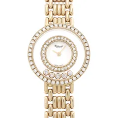 電池交換済 Chopard ショパール ハッピーダイヤモンド 20/6392 4119 ダイヤモンド 5Pムービングダイヤ ホワイト K18YG イエローゴールド 純正ベルト 純正尾錠 レディース クォーツ【6ヶ月保証】【腕時計】【中古】のサムネイル