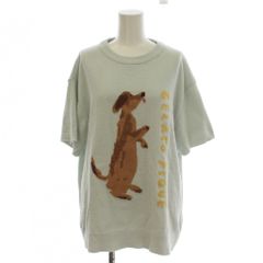 젤라토 피케 gelato pique 히라노토시유키 24SS 니트 스웨터 F 하늘색 라이트 블루 DOG 재가드 풀오버 개 무늬 반소매 /LP
