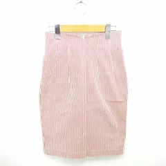カージュ Khaju スカート タイト ひざ丈 ストライプ 綿 コットン 薄手 レッド アイボリー 赤 /TT10のサムネイル