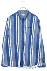 シュプリーム ×ナイキ NIKE  Cotton Twill Shirt ロゴ刺繍コットン長袖シャツ メンズ Mのサムネイル
