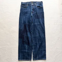 【極美品】ピーエス ポールスミス PS Paul Smith デニム パンツ ジーンズ ジーパン インディゴ ブルー 青 ストレート セルビッチ風 マルチカラー ストライプ 刻印ボタン 隠しアクセント 革パッチ 牛革 PY-5Y-71295 MK.242100のサムネイル