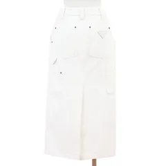 【美品】PRADA プラダ デニムスカート サイズ 38 レディース トライアングル ロゴプレート コットン100％ ボトムス ホワイト 白 ルーマニア製のサムネイル