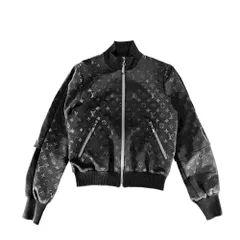 【大決算】 ルイヴィトン ブルゾン レディース エンボスモノグラム ジップアップジャケット アパレル アウター 服 LOUIS VUITTON 36 ブラック 黒 ゴールド金具 ナイロン  ポリウレタン   春 秋【中古品】のサムネイル
