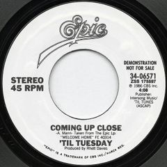 7” Til Tuesday Coming Up Close 3406571PROMO] Epic 프로모션 /00080