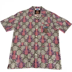 【大決算】 グッチ 半袖シャツ メンズ GG パイナップル トップス アパレル 服 GUCCI 44 669202 ブラウン 茶 オレンジ シルク    春 夏 美品【中古品】のサムネイル