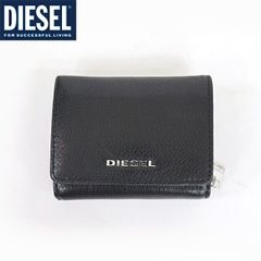 DIESEL Men's Tri-fold Wallet with Logo (with Coin Pocket), Black (Size/UNI) cm3011 (Slightly Imperfect)