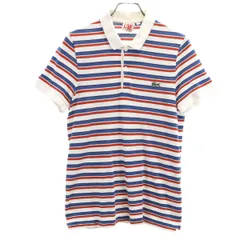 LACOSTE L!VE ラコステライブ ボーダー柄 半袖 ポロシャツ 3 ホワイト 鹿の子 メンズ 古着のサムネイル