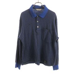 PIA SPORTS ピアスポーツ 長袖 ニット L ブルー×グレー メンズ 古着